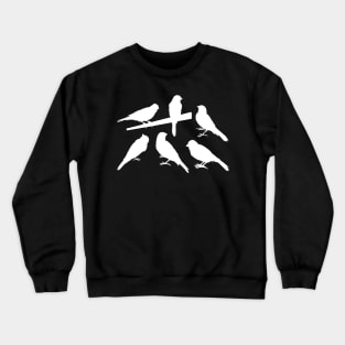 Singing Pet Bird Silhouettes White Crewneck Sweatshirt